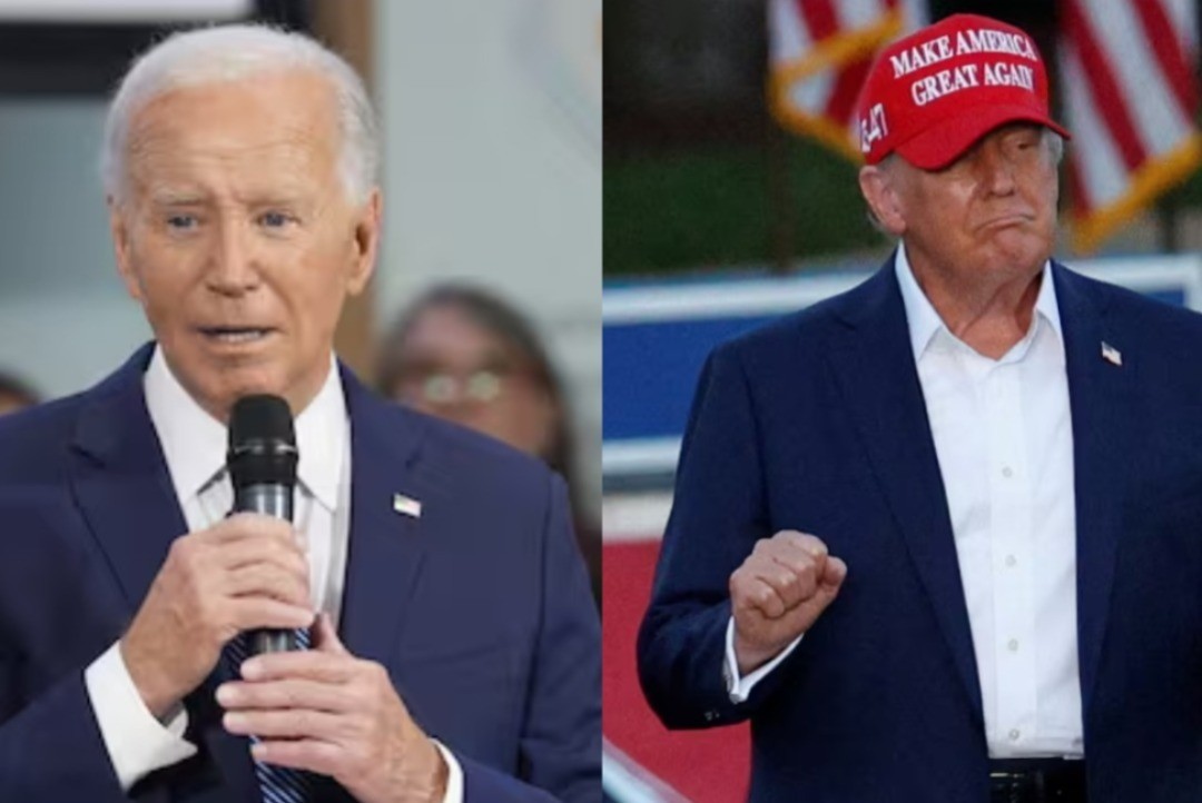 Joe Biden y Donald Trump, en eventos durante su carrera a la presidencia en este 2024. Foto: Canva.