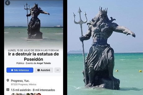 Yucatecos organizan evento en Facebook para destruir la estatua de Poseidón