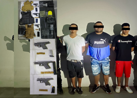Fuerza Civil detiene a tres hombres armados con droga en Monterrey
