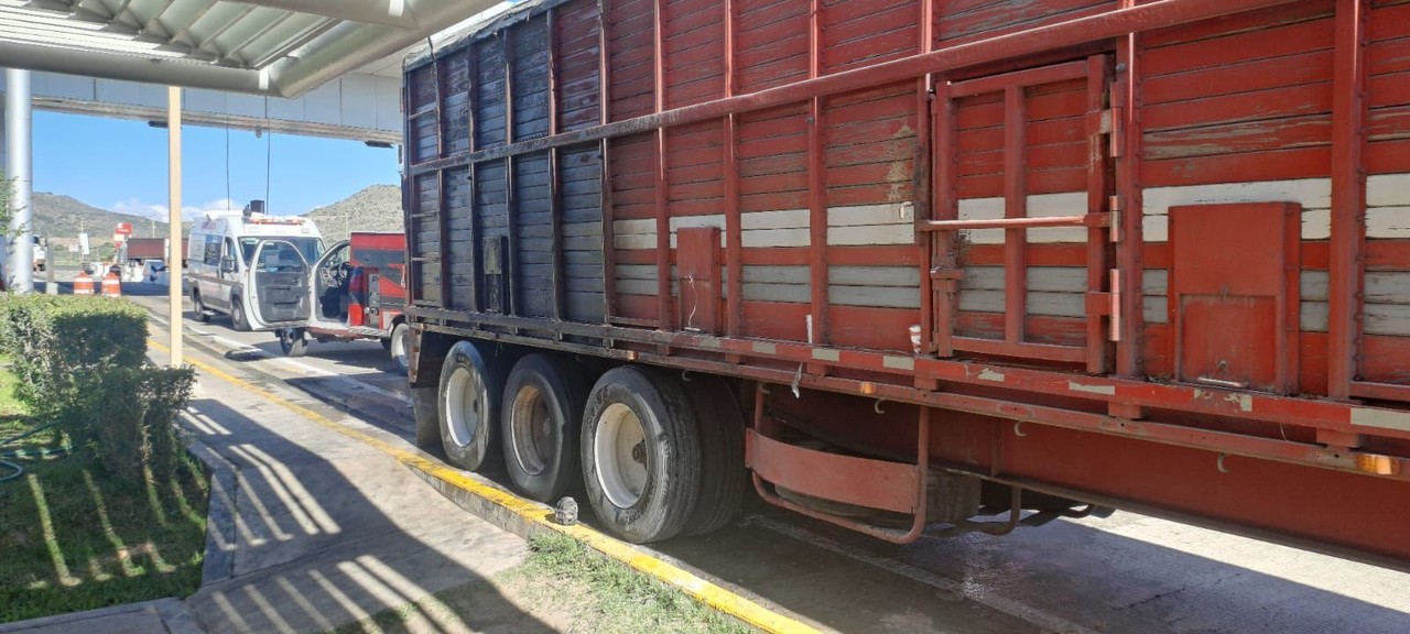 Un camión que transportaba maíz se incendió en la supercarretera Durango - Mazatlán. Foto: Especial.