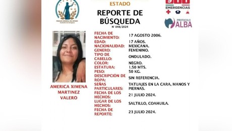 Solicitan ayuda para localizar a jovencita de 17 años desaparecida en Saltillo