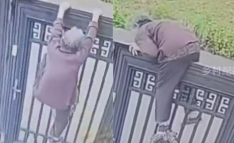 Video viral: mujer de 92 años trepa portón de 2 metros y escapa de residencia