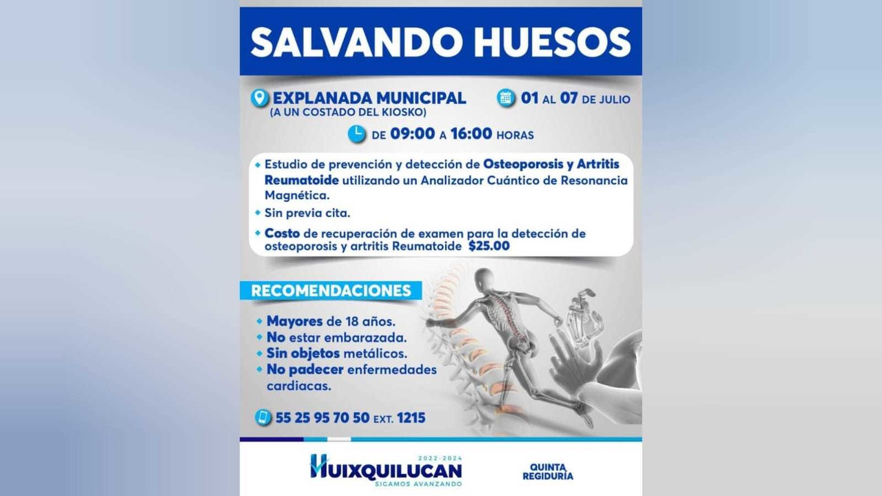 Huixquilucan se une a la campaña 'Salvando Huesos' para prevenir enfermedades óseas. Foto: RRSS