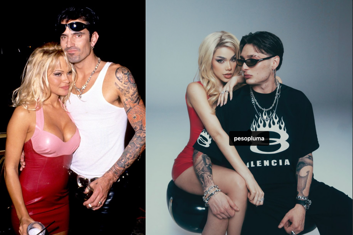 Pamela Anderson y Tommy Lee / Peso Pluma y Kenia Os. Foto: Especial