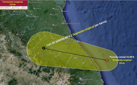 Tormenta tropical 'Chris' toca tierra en Veracruz