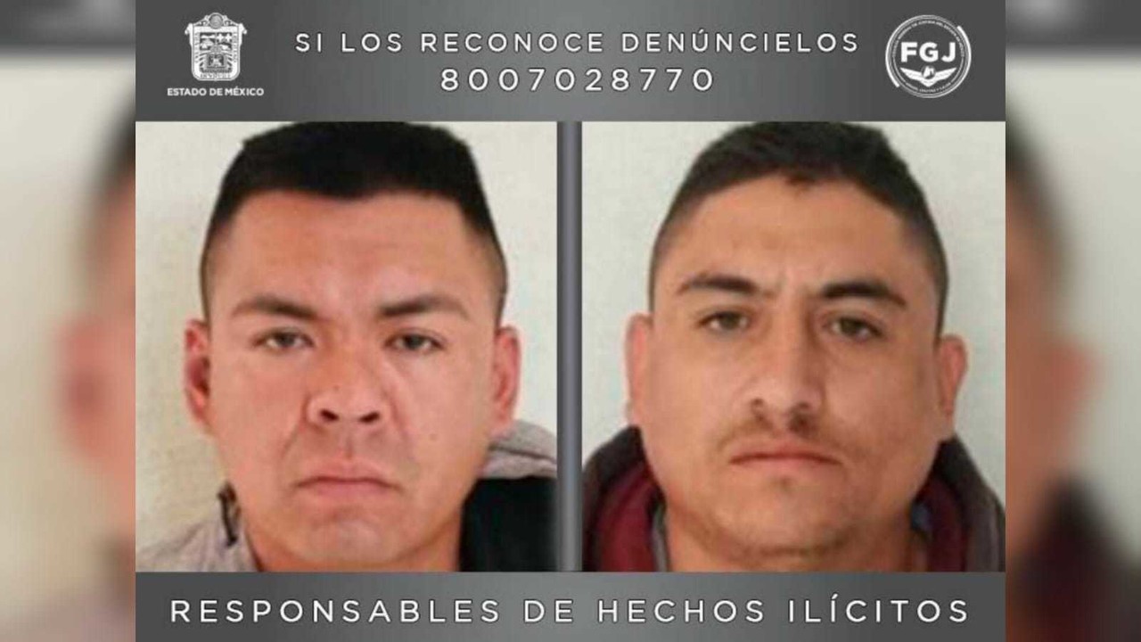 Bryan Reyes Sánchez y José Luis Muñoz Muñoz asaltaron la unidad de ruta 91 en Texcoco, donde a seis estudiantes les quitaron hasta sus mochilas. Foto: FGJEM