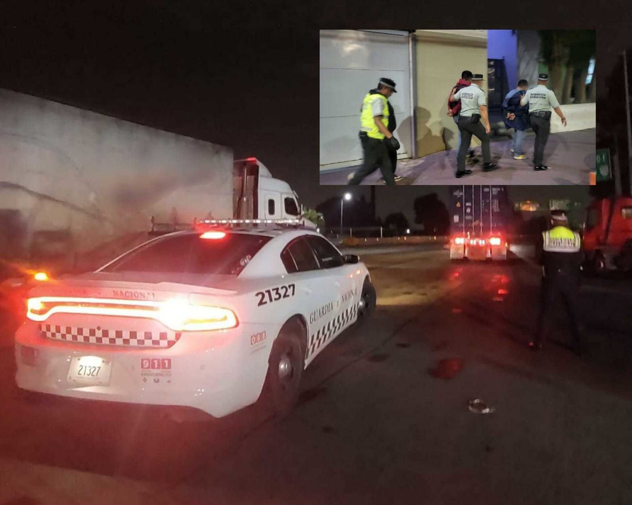 Los tres detenidos fueron puestos a disposición del Agente del Ministerio Público Federal. Foto: GN