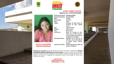 Alerta Amber Yucatán: Buscan a adolescente desaparecida en Ciudad del Carmen