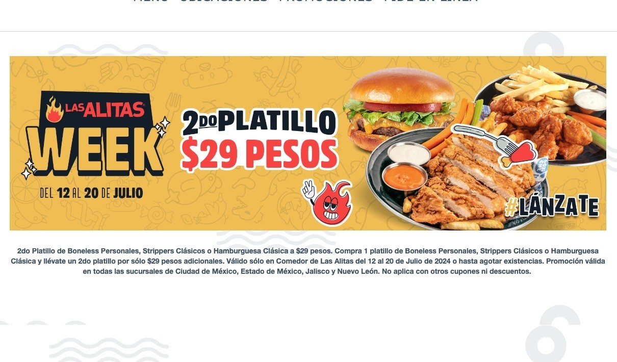 ¡No te pierdas la oportunidad de disfrutar de deliciosos platillos a precios increíbles en Las Alitas durante el Las Alitas Week!. Foto: Las Alitas.