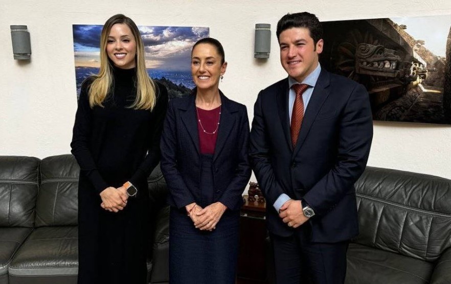 Samuel García y su esposa Mariana Rodríguez se reunieron con Claudia Sheinbaum. Foto. Facebook Samuel García