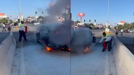 Abuelito en llamas, se incendió el auto de una persona de la tercera edad