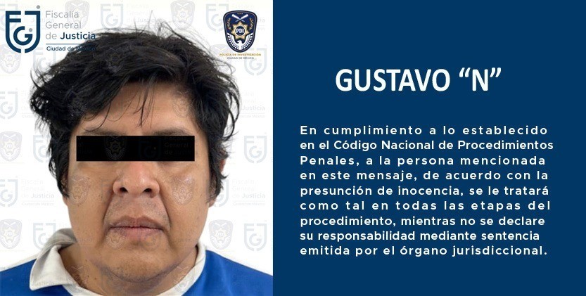 Ficha de vinculación a proceso de Gustavo 'N'. Foto: @FiscaliaCDMX