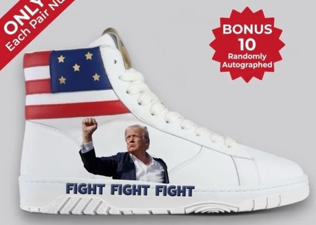 Trump vende calzado con su imagen ensangrentado por 299 dólares