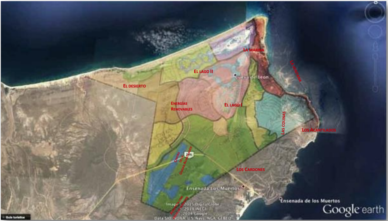 Distribución de áreas de planeación del PDLS. Foto cortesía por Proyecto “Plan Maestro de Desarrollo Turístico Integral Península de los Sueños” extraída del resumen Ejecutivo, manifestación de Impacto Ambiental, modalidad Regional