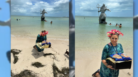 Progreseña lleva 'ofrenda' a Poseidón tras el paso de Beryl por Yucatán