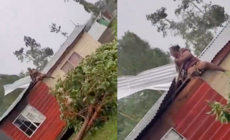 Mujer se aferra al 'techo de su casa' durante huracán Beryl en Jamaica (VIDEO)