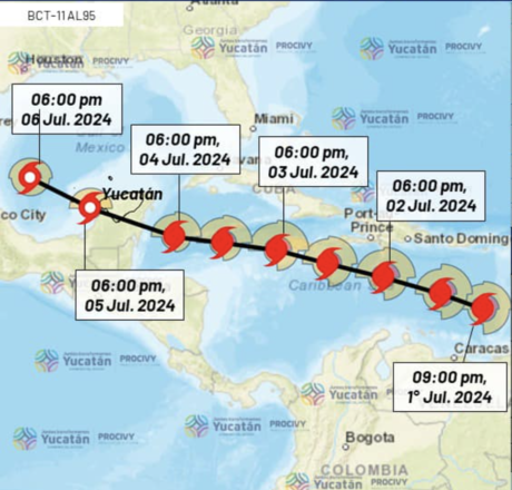 'Beryl' mantiene su trayectoria hacia la Península de Yucatán con categoría 5