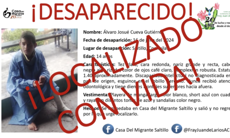 Localizan a joven migrante reportado como desaparecido en Saltillo