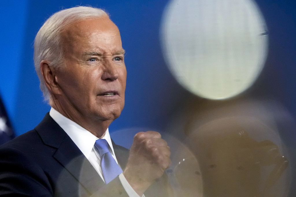 El presidente Joe Biden habla en una conferencia de prensa en el último día de la cumbre de la OTAN en Washington, el 11 de julio de 2024. (AP Foto/Jacquelyn Martin, Archivo)