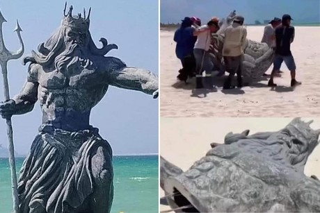 ¿Yucatecos lograron derribar la estatua de Poseidón?, esto es lo que sabemos