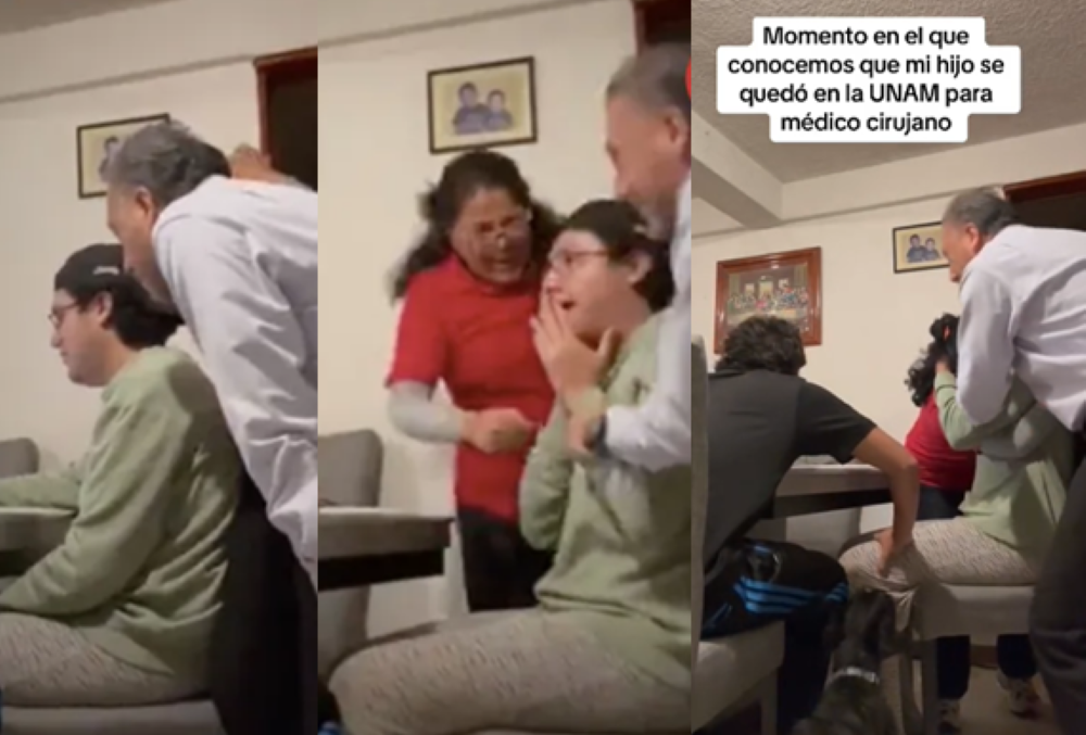 Familia celebra elección de su hijo en la UNAM. Foto. Capturas