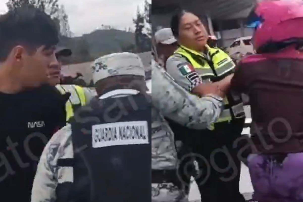 Elementos de la Guardia Nacional con Bikers. Foto: Captura de pantalla de @Gato_Samm