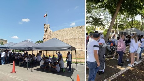 Trabajadores del Poder Judicial bloquean el Monumento a la Patria en Mérida