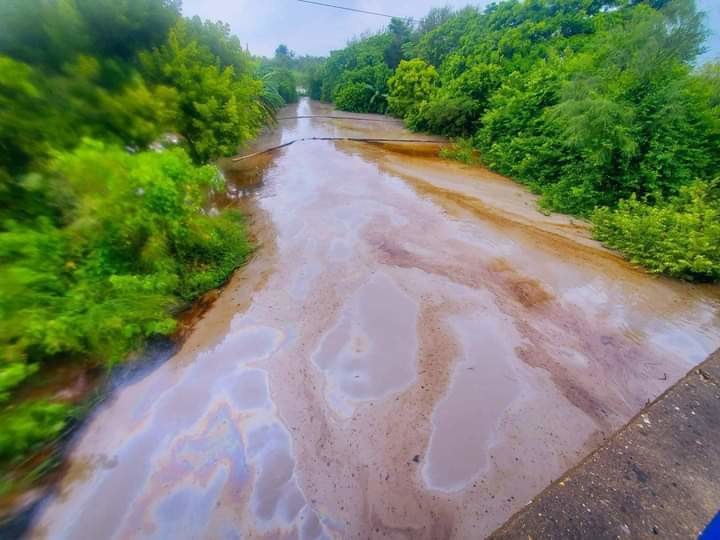 Una nueva fuga de hidrocarburo ha afectado la zona rural de Altamira, específicamente en la comunidad de Villa Cuauhtémoc, generando contaminación que se dirige hacia la laguna del Champayan. Foto: Redes sociales