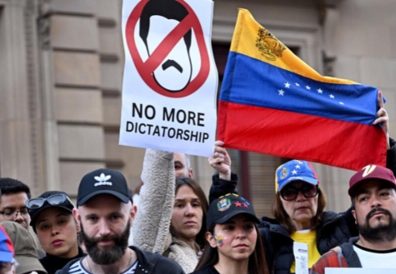 Protestas en Estados Unidos en contra de la reelección de Nicolás Maduro. Foto: RFI