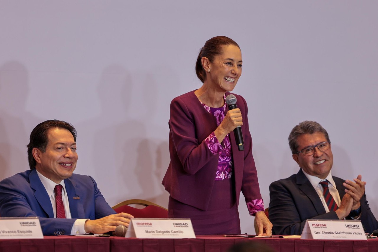 Claudia Sheinbaum, Ricardo Monreal y Mario Delgado.    Foto: Especial