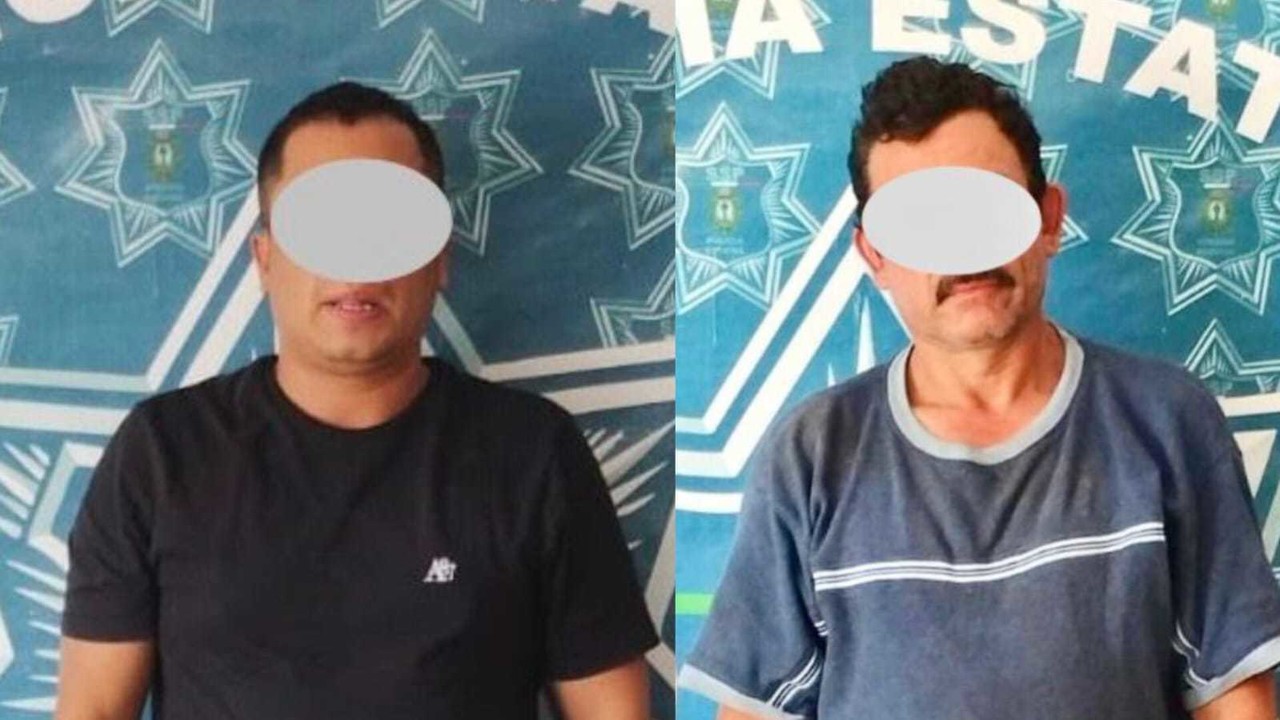 Elementos de la Policía Estatal, lograron la detención de dos hombres que presuntamente se dedicaban a la venta de droga. Foto: Especial.