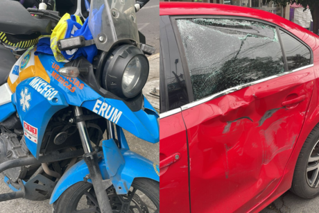 Paramédico motorizado del ERUM choca contra auto en la GAM y queda herido