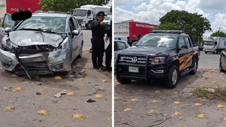 Dos abuelitos resultan lesionados tras un choque en el Periférico de Mérida