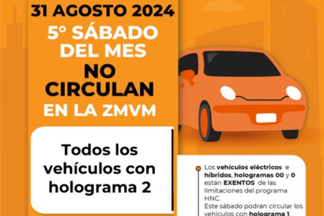 Checa el 'Hoy No Circula' de este sábado 31 de agosto y evita las multas