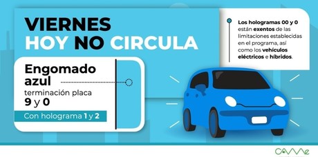 'Hoy No Circula' de este viernes 9 de agosto