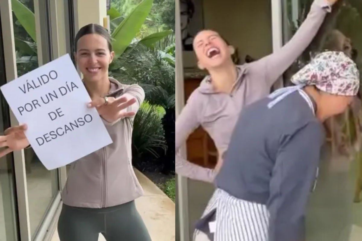 Mariana Sánchez haciendo juego con sus empleadas para que se ganaran un día de descanso. Foto: Captura de pantalla