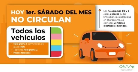 Checa el 'Hoy No Circula' de este sábado 03 de agosto y evita las multas