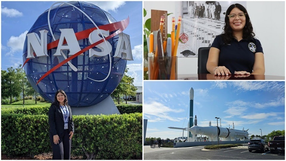 Karina Puch Rodríguez viajó hasta el Centro Espacial Kennedy en Florida Foto: Cortesía