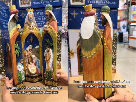 ¡Beso de tres! Figura de los Reyes Magos se vuelve viral (VIDEO)