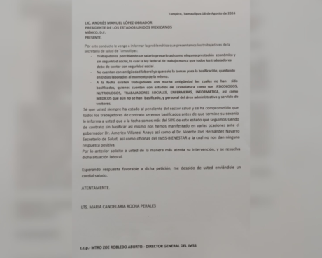 Trabajadores del sector salud lanzan llamado al presidente López Obrador