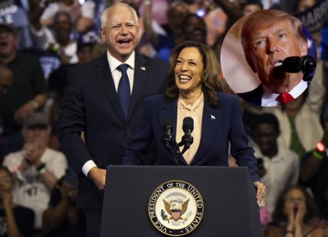 Acusa Donald Trump de comunistas a Kamala Harris y Tim Walz