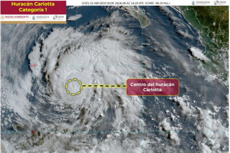 Carlotta se intensifica a huracán, primero de la temporada 2024 en el Pacífico