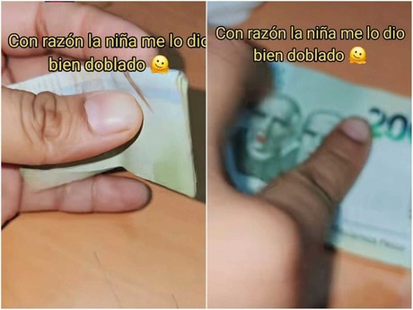 ¡Mi dinera! Maquillan billete de 200 y resultado se vuelve viral (VIDEO)