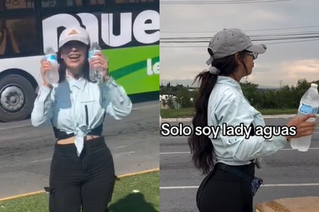 Surge 'Lady Aguas' y saca suspiros a automovlistas en Monterrey