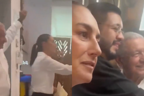 Trabajador del Poder Judicial confronta a AMLO y Sheinbaum en elevador