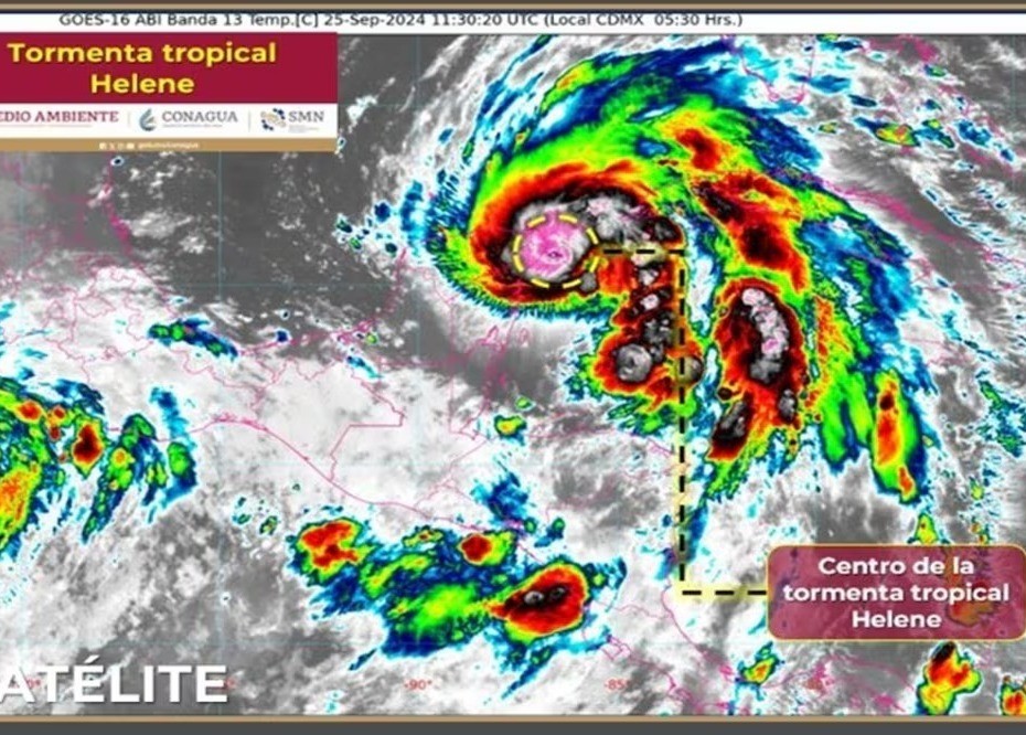 Ojo de la tormenta tropical 'Helene' en Quintana Roo. Foto: Conagua.