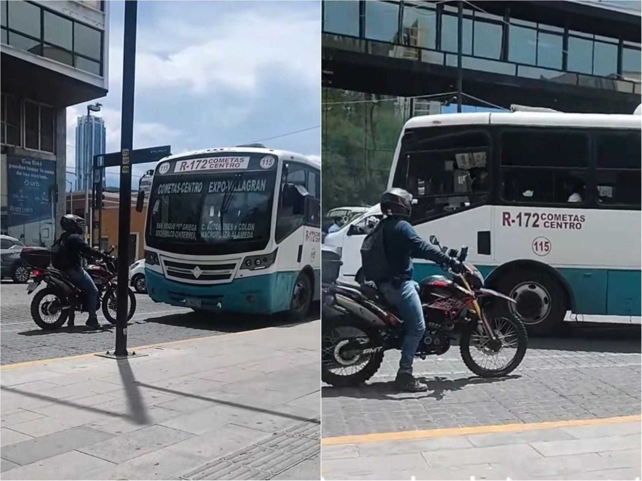 En el video se puede apreciar cómo un camión de la Ruta 172 Cometas Centro, bloquea la vialidad, obstruyendo el carril contrario. Foto: Tiktok.