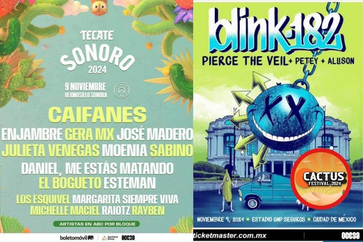 Carteleras de festivales. Foto de Tecate Sonoro/Blink 182/ Cactus 2024.