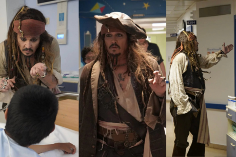 Johnny Depp reaparece como Jack Sparrow y llena de sonrisas un hospital de niños