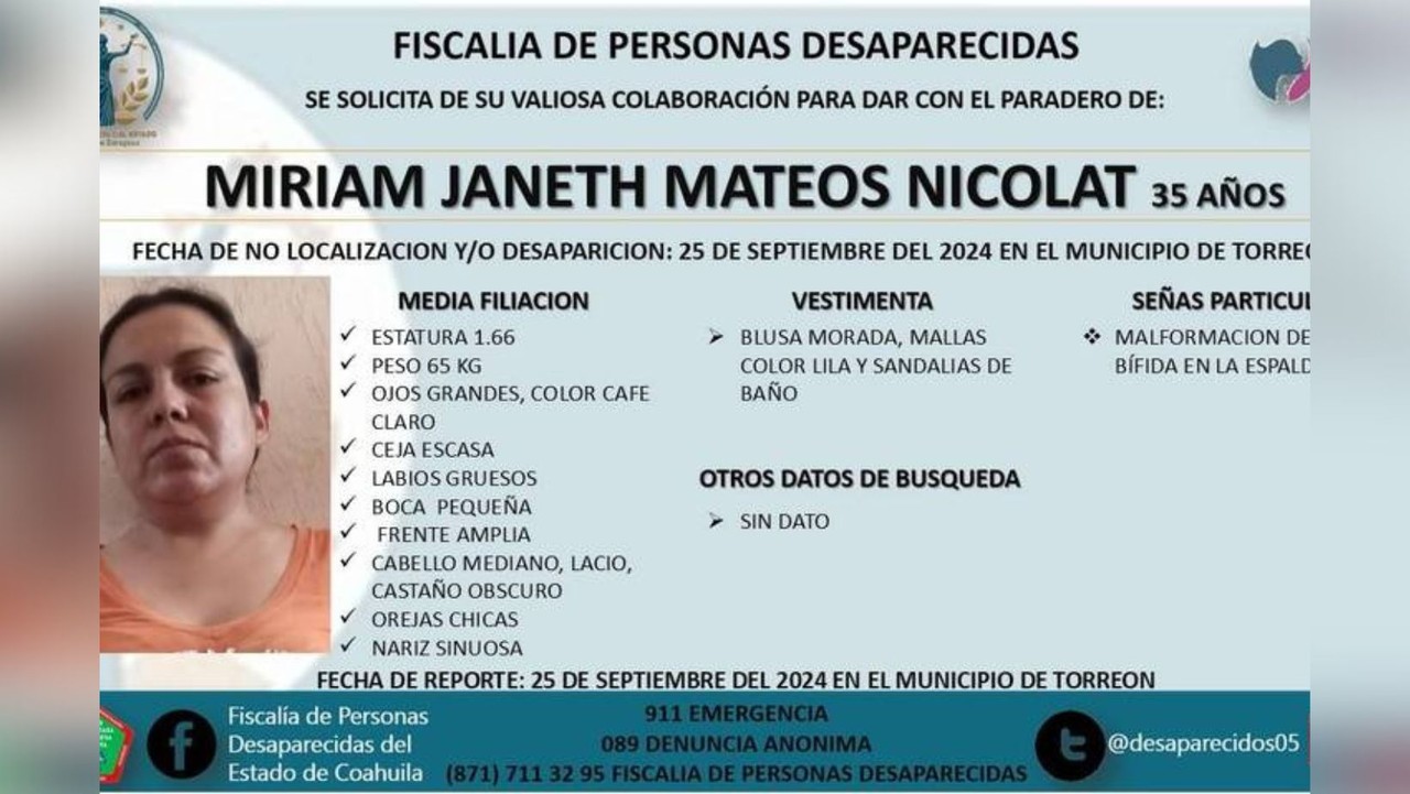 Ficha de búsqueda de Miriam Janeth. (Fotografía: Fiscalía)